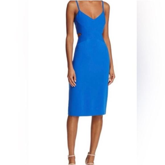 Laundry by Shelli Segal Royal Blue Knee-Length Dress Size 6 Side Cutouts V-Neck - Picture 1 of 11